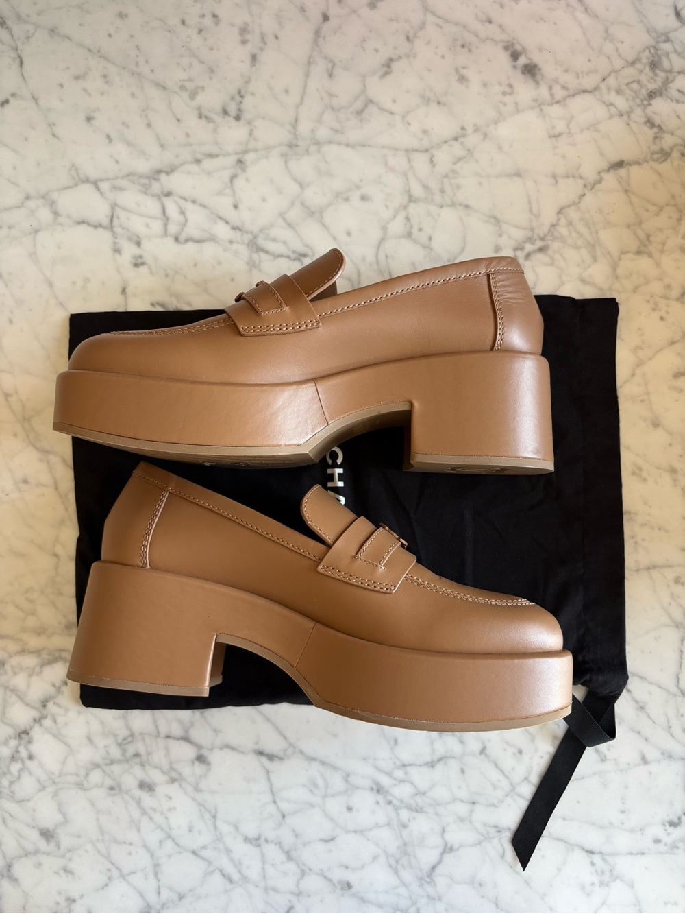 CHANEL CALFSKIN LEATHER PLATFORM LOAFERS - Picture 3 of 6
